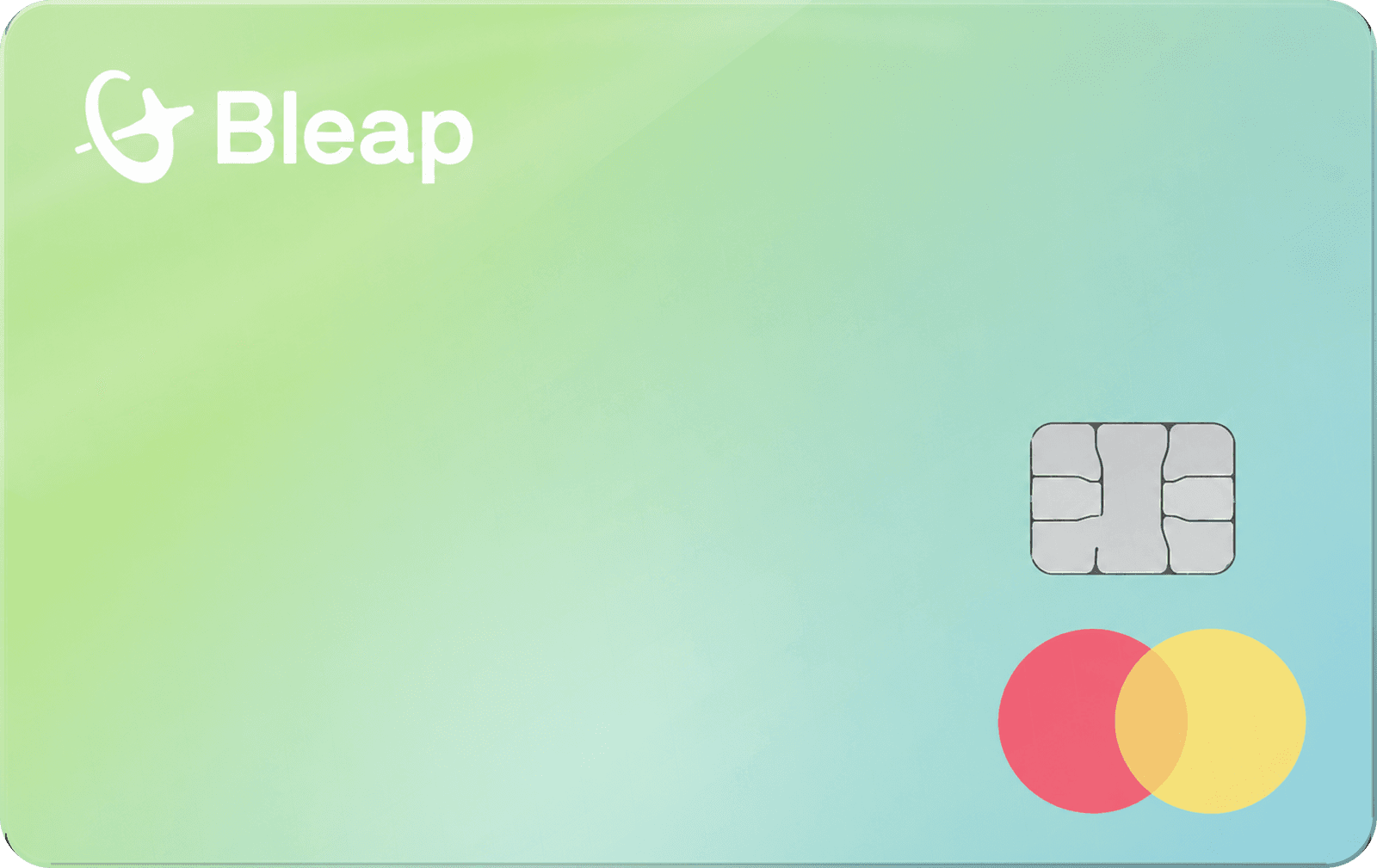 Bleap lime-to-cyan Mastercard debit card design